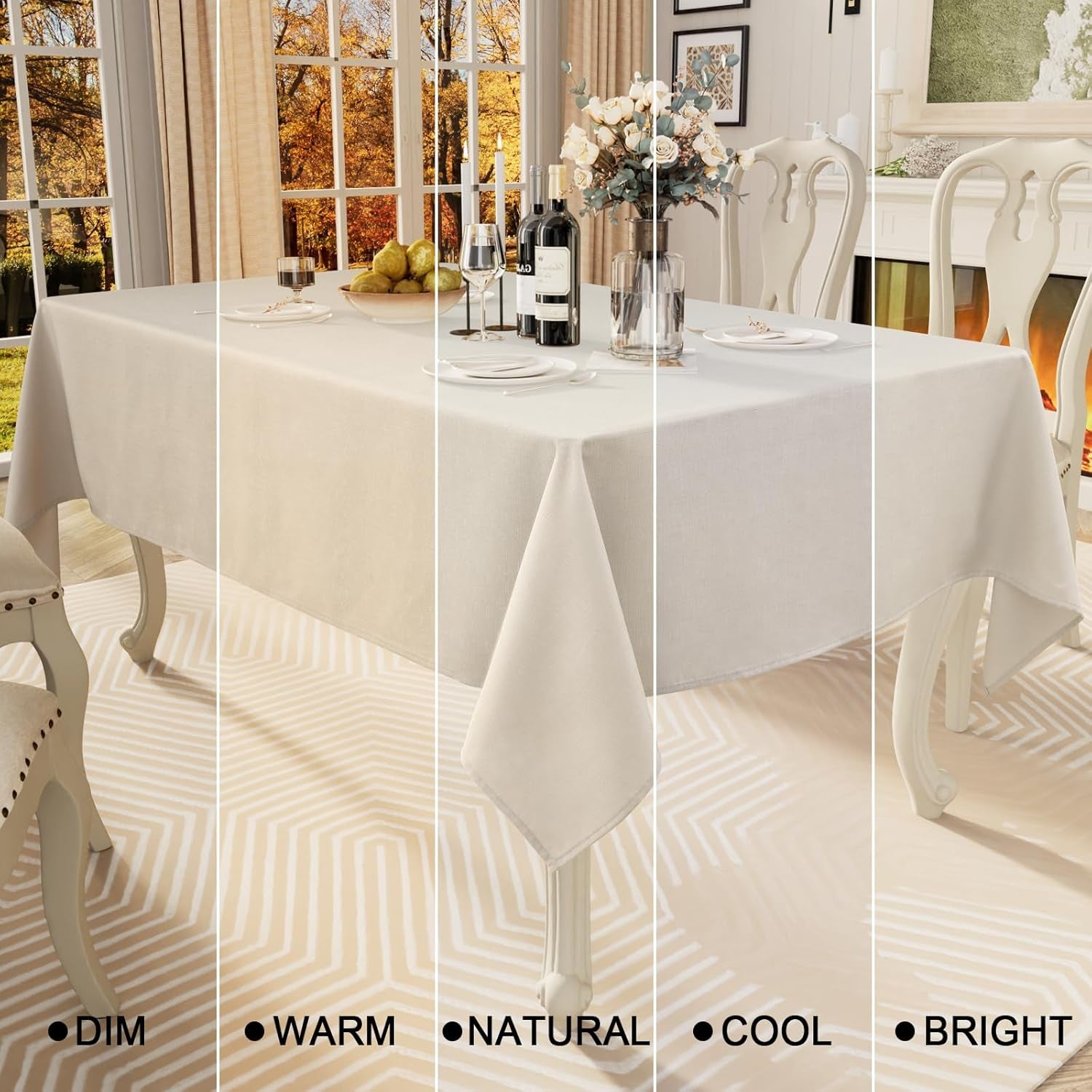 Rectangle Table Cloth Linen Textured, Waterproof Spillproof Anti-Wrinkle Burlap Tablecloth, Washable Decorative Fabric Table Cover for Dining, Party, Banquet, 52 X 70 Inch, Beige