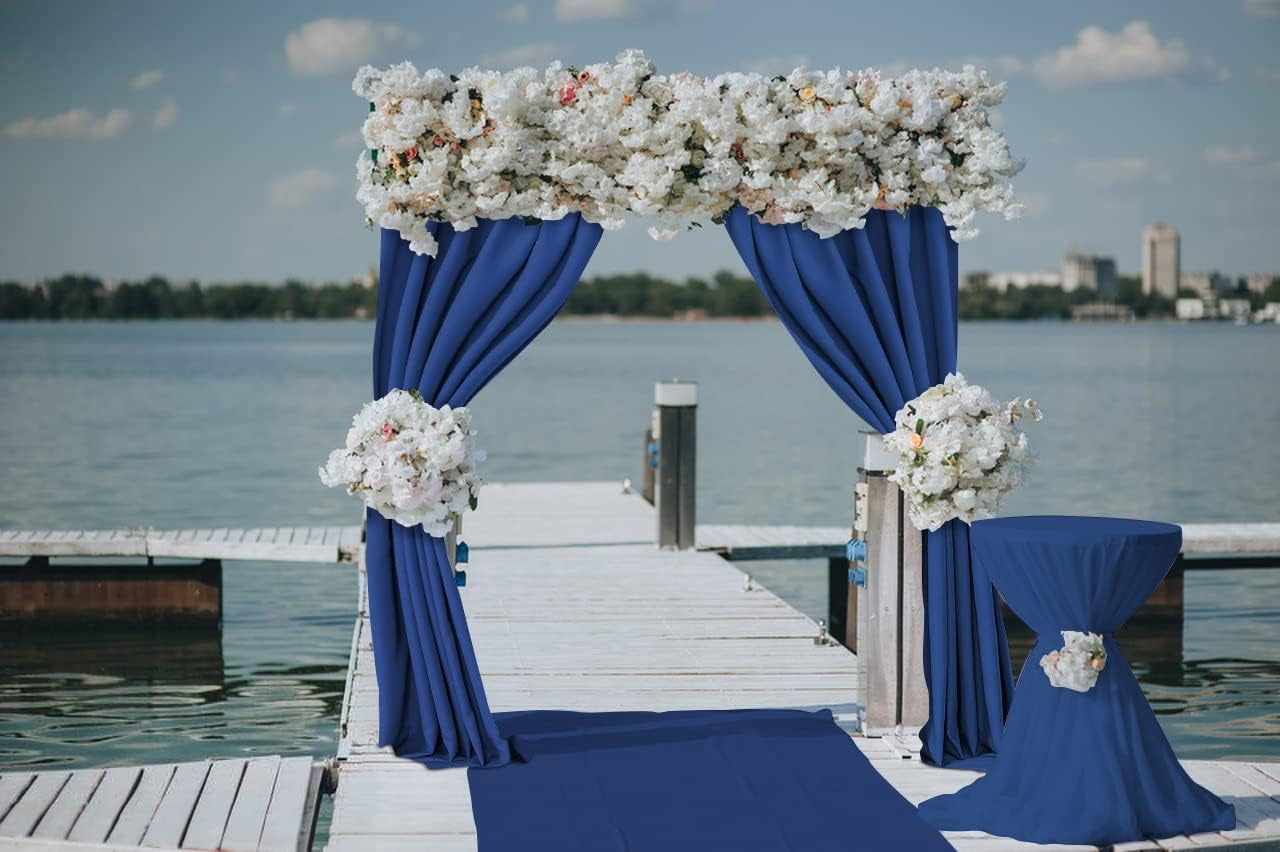 Blue Backdrop Curtains for Wedding, Polyester Backdrop Drapes for Photo Background Baby Shower Decorations, Wrinkle Free Polyester 5Ft X 7Ft Fabric Drape 2 Panels with Rod Pockets
