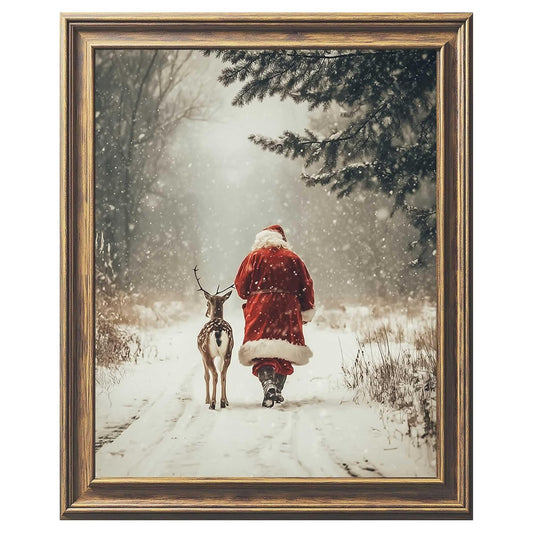 Vintage Santa Wall Art Print, Antique Christmas Print Decor, Vintage Christmas Wall Art, Cozy Winter Scene, Festive Holiday Decor, Rustic Santa Print, Winter Cottagecore, Unframed (11 X 14 Inches)