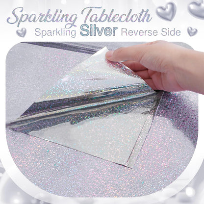 Set of 2 Silver Holographic Foil Tablecloths - 54x72 Durable Table Covers for Elegant Celebrations, Perfect for Parties, Weddings, and Showers