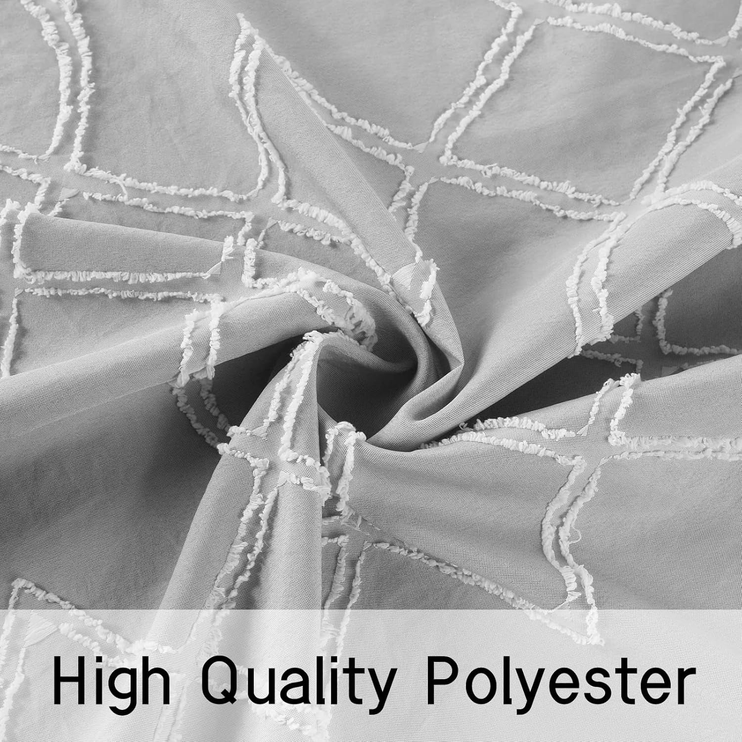 Shower Curtain, Small Half Size Stall Shower Curtain 72 X 72 Inch, Geometric Modern & Chic, Textured & Machine Washable with 6 Hooks, Suitable for Narrow Bathroom (Light Grey)
