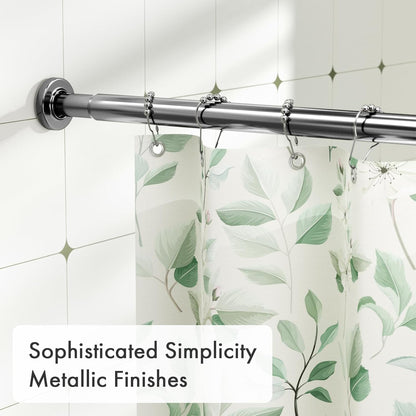 Spring Tension Shower Curtain Rod, 31-46.5 Inches Heavy Duty Tension Rod Rust Proof Bathroom Curtain Rod, Adjustable No Drill Easy Segmented Installation, Chrome