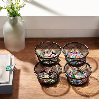 Magnetic Paper Clip Holder Set for Desk Organization - 4 Pack (Black)