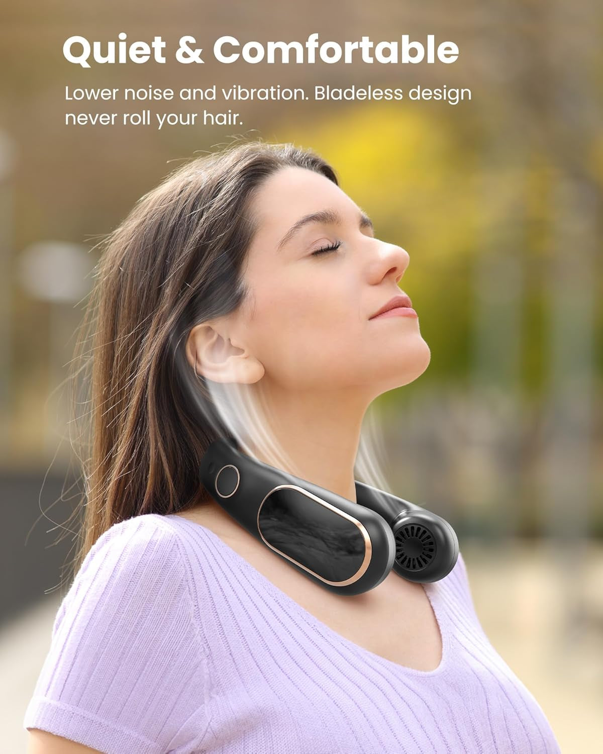 Neck Fan Rechargeable, Personal Portable Fan Battery Operated, Hands Free Wearable USB Neck Cooling Fan for Indoor Outdoor, Width Adjustable, Digital Display, 4-12H Working Time