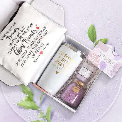 Best Friend Birthday Gifts Basket for Women - Unique Friendship Gifts for Women, Sister, Bestie, BFF (White)