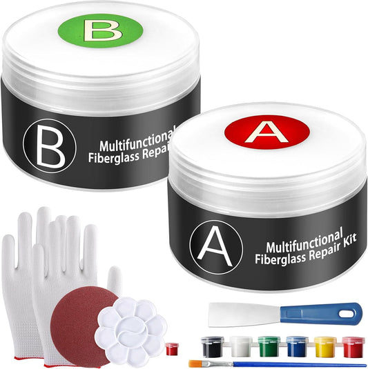 Fiberglass Boat Repair Kit - Gel Coat Repair Kit for Boats Fiberglass Repair Set Fix Holes Chips Pit Cracks for Boat Painting Supplies
