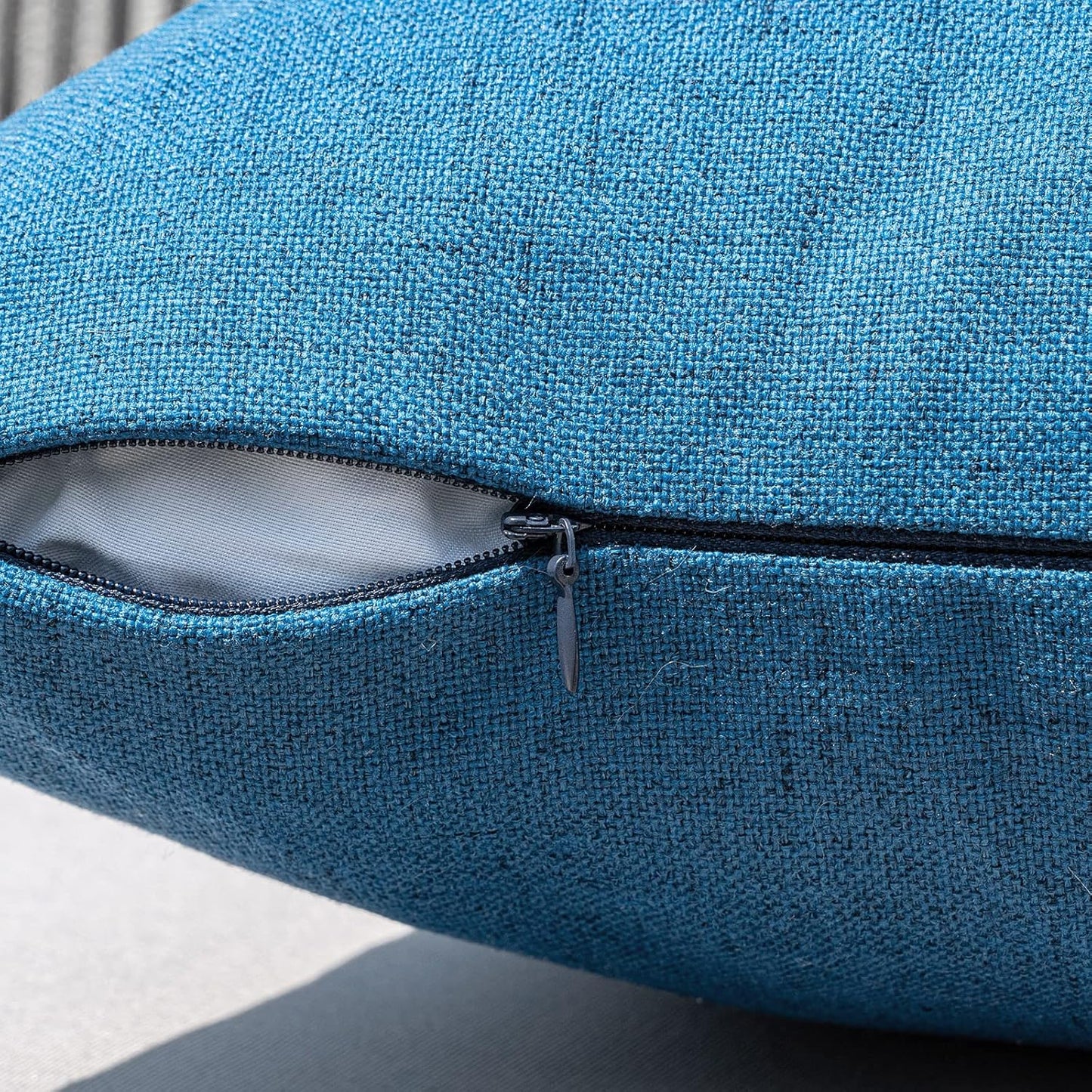 Pack of 2 Outdoor Throw Pillow Covers Waterproof Decorative Soft Pillowcases Linen Farmhouse Square Cushion Shams for Patio Balcony Couch Garden 18X18 Inch，Dark Blue