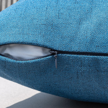 Pack of 2 Outdoor Throw Pillow Covers Waterproof Decorative Soft Pillowcases Linen Farmhouse Square Cushion Shams for Patio Balcony Couch Garden 18X18 Inch，Dark Blue