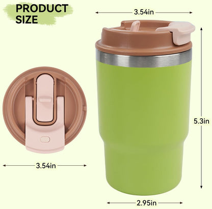 16Oz Coffee Tumbler, Stainless Steel Vacuum Travel Coffee Mug, Leak Proof Double Wall Coffee Mug with Lids for Home, Office, Outdoors, Light Green