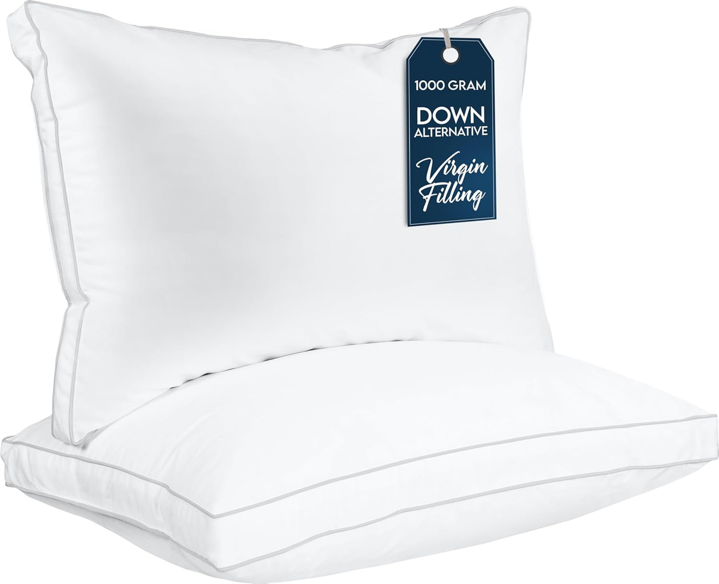 Bed Pillows for Sleeping Queen Size (White), Set of 2, Cooling Hotel Quality, Gusseted Pillow for Back, Stomach or Side Sleepers