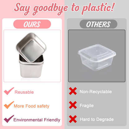 Stainless Steel Snack Containers for Kids,7.2Oz Easy Open Leak Proof Reusable Snack Box Container with Lids,Small Lunch Containers for Meal Prep,School,Picnic and Travel-3Pack