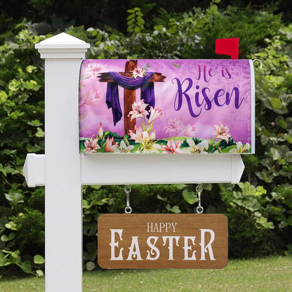 He Is Risen Easter Mailbox Covers Magnetic Standard Size 21X18 Inch, Spring Lily Floral Easter Decorative Mailbox Wraps Post Letter Box Cover for Farmhouse Home Yard Garden Decorations