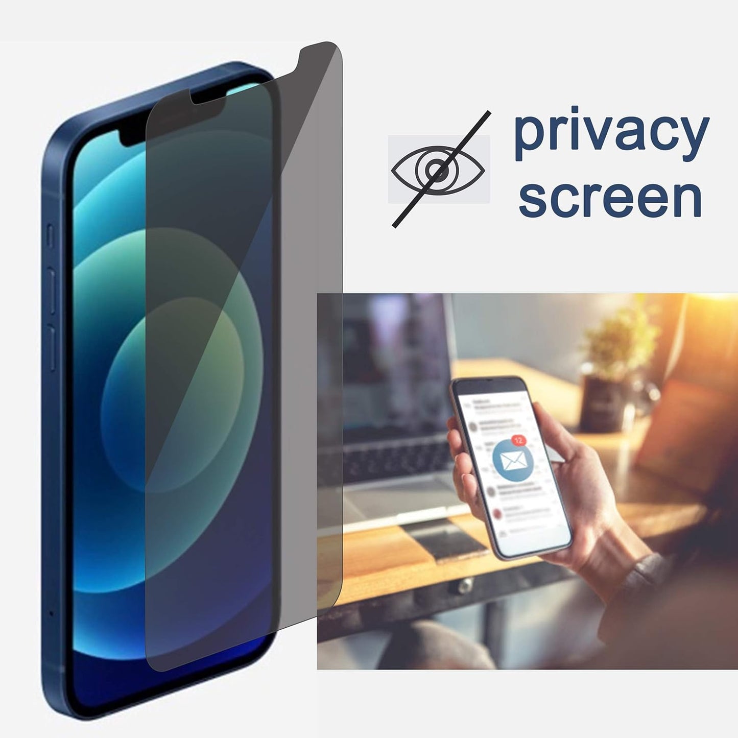 2 Pack Screen Protector Compatible for Iphone 12[6.1 Inch] + 2 Pack Camera Lens Protector and Privacy Screen Protector Compatible for Iphone 12/Iphone 12 Pro 2020 6.1 Inch 2 Pack