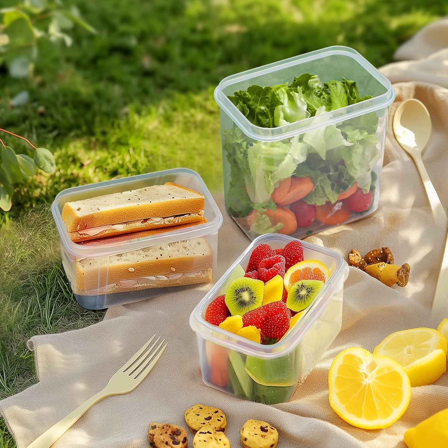 Food Storage Containers with Lids Set of 3 (2L/2.1Qt) (1.4L/1.5Qt) (0.8L/0.8Qt), Airtight Food Storage Container, Plastic Canister Sets for Kitchen, Pantry Organizer for Sugar, Cereal and Snack