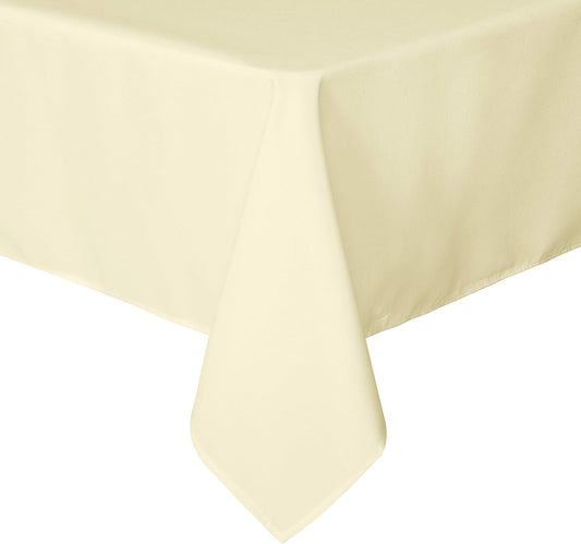 Rectangle Tablecloth - 60 X 84 Inch - Stain and Wrinkle Resistant Washable Polyester Table Cloth, Decorative Fabric Table Cover for Dining Tables, Buffet Parties and Camping, Beige