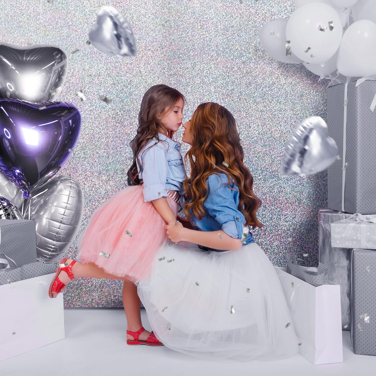 Set of 2 Silver Holographic Foil Tablecloths - 54x72 Durable Table Covers for Elegant Celebrations, Perfect for Parties, Weddings, and Showers