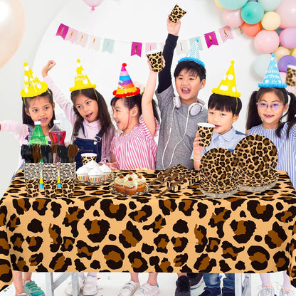 176 Pcs Cheetah Print Plates and Napkins Party Supplies, Leopard Print Birthday Decorations Tableware, Plate, Cup, Napkin, Safari Animal Leopard Theme Birthday Baby Shower Party Supplies