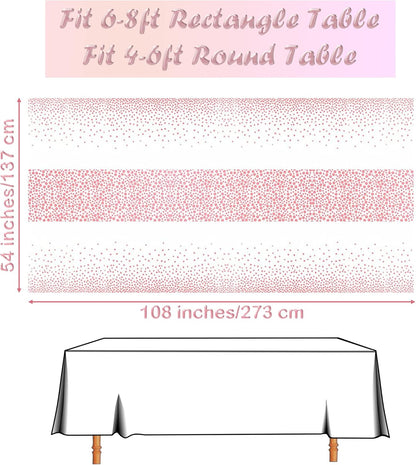 12-Pack Blue Dot Confetti Disposable Tablecloths (54" x 108") with Table Runner Decorations for Weddings, Birthdays, Baby Showers, and Anniversaries