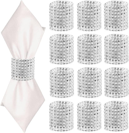 24Pack Napkin Rings, Silver Napkins Rings Plastic, Silver Napkin Holders for Anniversary, Birthday, Parties, Weddings and Dinners