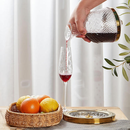Red Wine Decanter, Spinning Wine Aerator, Thickened Crystal Glass Golden Base, 360 Rotation, Rapid Wine Aeration, 50Oz/1500Ml, Wine Lover