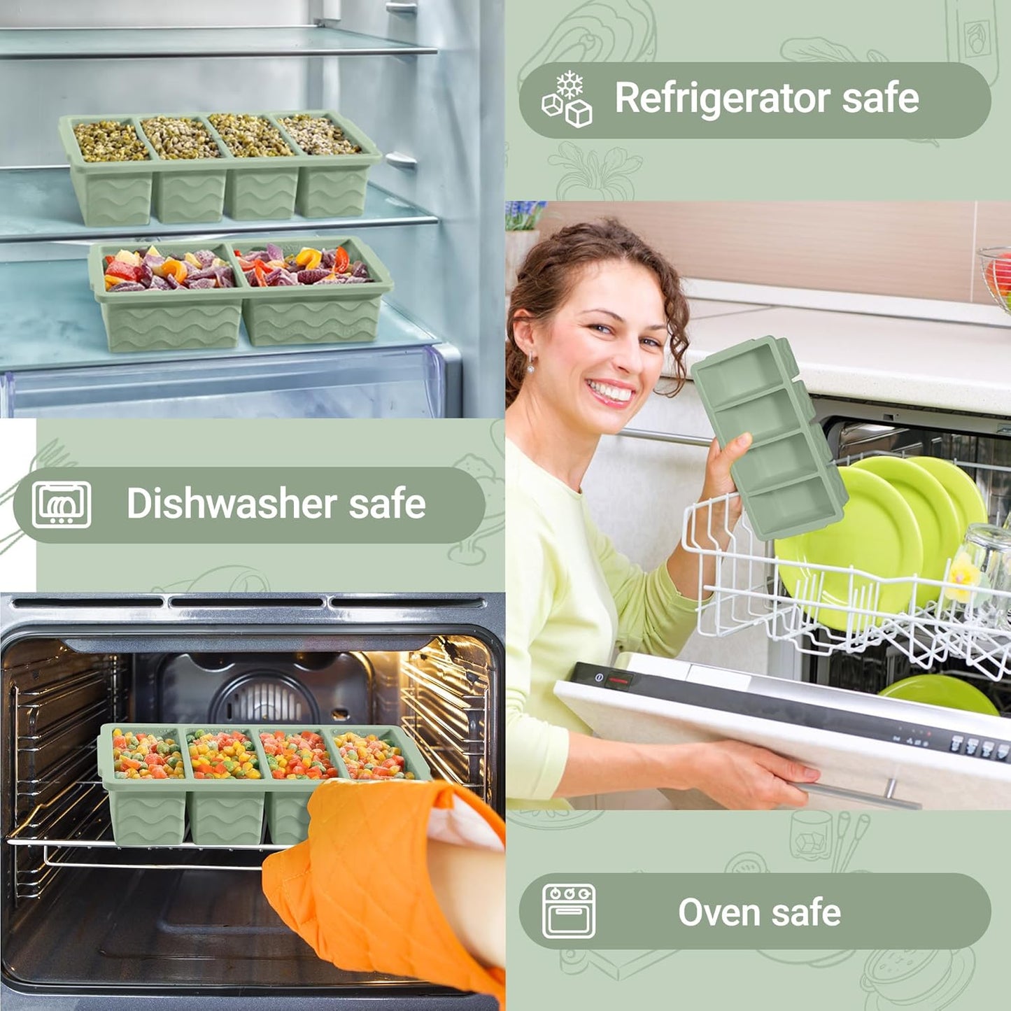 Silicone Freezer Molds for Soup with Lid, 1-Cup & 2-Cup Large Ice Cube Trays Food Storage Containers for Meal Prep, Freeze 250Ml/125Ml Portions – 2 Pack