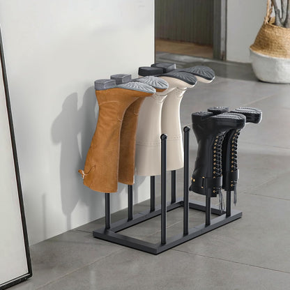 Free Standing Shoe Racks, Boot Organizer for Tall Boots, Black Metal Boot Rack Fit for 4 Pairs, Shoe Organizer for Dorm Room, Entryway (Black-4 Pairs)