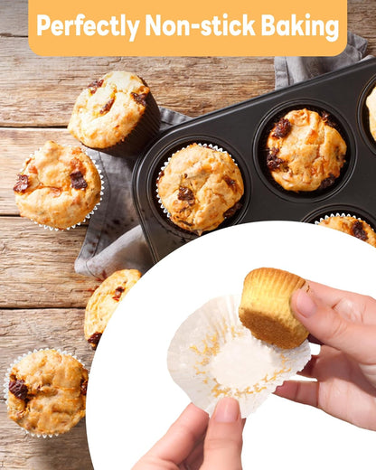 Non-Stick 400Pcs White Mini Cupcake Liners for Baking, Greaseproof Muffin Liners for Mini Muffin Pan, Food Grade Cupcake Wrapper for for Party, Wedding, Birthday, Christmas, Valentines