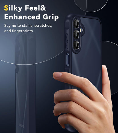 3-In-1 Case for Samsung Galaxy A16 5G with 2 Pack Tempered Glass Screen Protector, [Military Grade Protection] Matte Thin Slim Phone Bumper Cover Hard Back [Anti-Scratch] [Non-Yellowing]-Blue