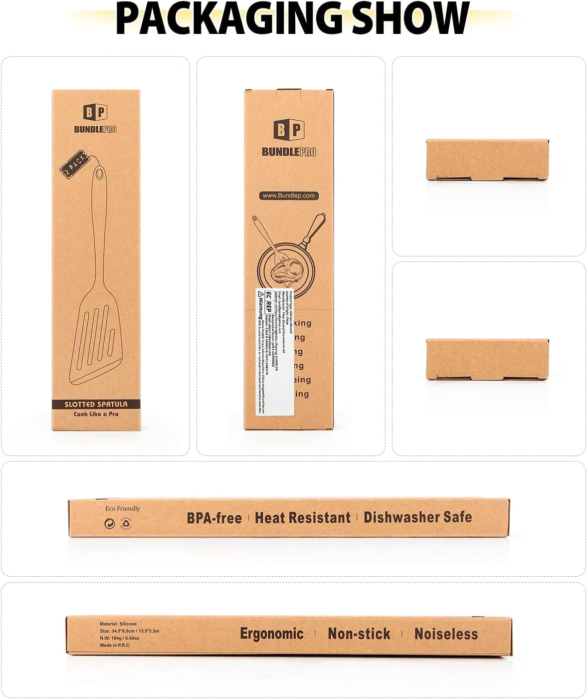 Pack of 2 Silicone Fish Spatula, Non-Stick Large Slotted Flipper Turner, High Heat Resistant Kitchen Cookwares for Frying, Cooking Seafood, Meat, Eggs, Omelets, Pancakes, Burgers