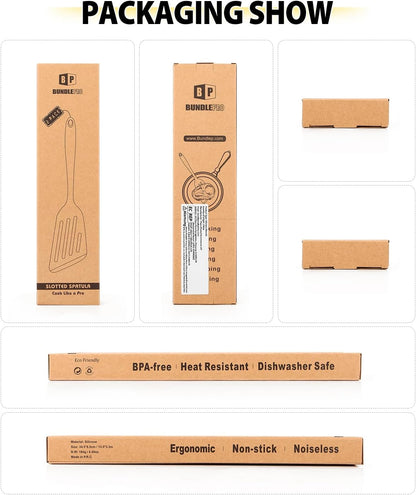 Pack of 2 Silicone Fish Spatula, Non-Stick Large Slotted Flipper Turner, High Heat Resistant Kitchen Cookwares for Frying, Cooking Seafood, Meat, Eggs, Omelets, Pancakes, Burgers