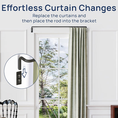 Blackout Curtain Rod for Windows 28 to 48, Wrap around Curtain Rods for Bedroom, Living Room, Adjustable from 30 to 57 Inches, Matte Black