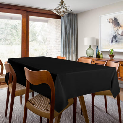 2 Pack Black Tablecloth 60 X 102 Inch, Rectangle 6 Feet Table Cloth - Stain and Wrinkle Resistant Washable Polyester Table Cover for Dining Tables, Buffet Parties and Camping