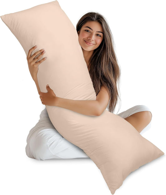 Full Body Pillow for Adults (Beige, 20 X 54 Inch), Long Pillow Insert for Sleeping, Ideal for Side Sleepers