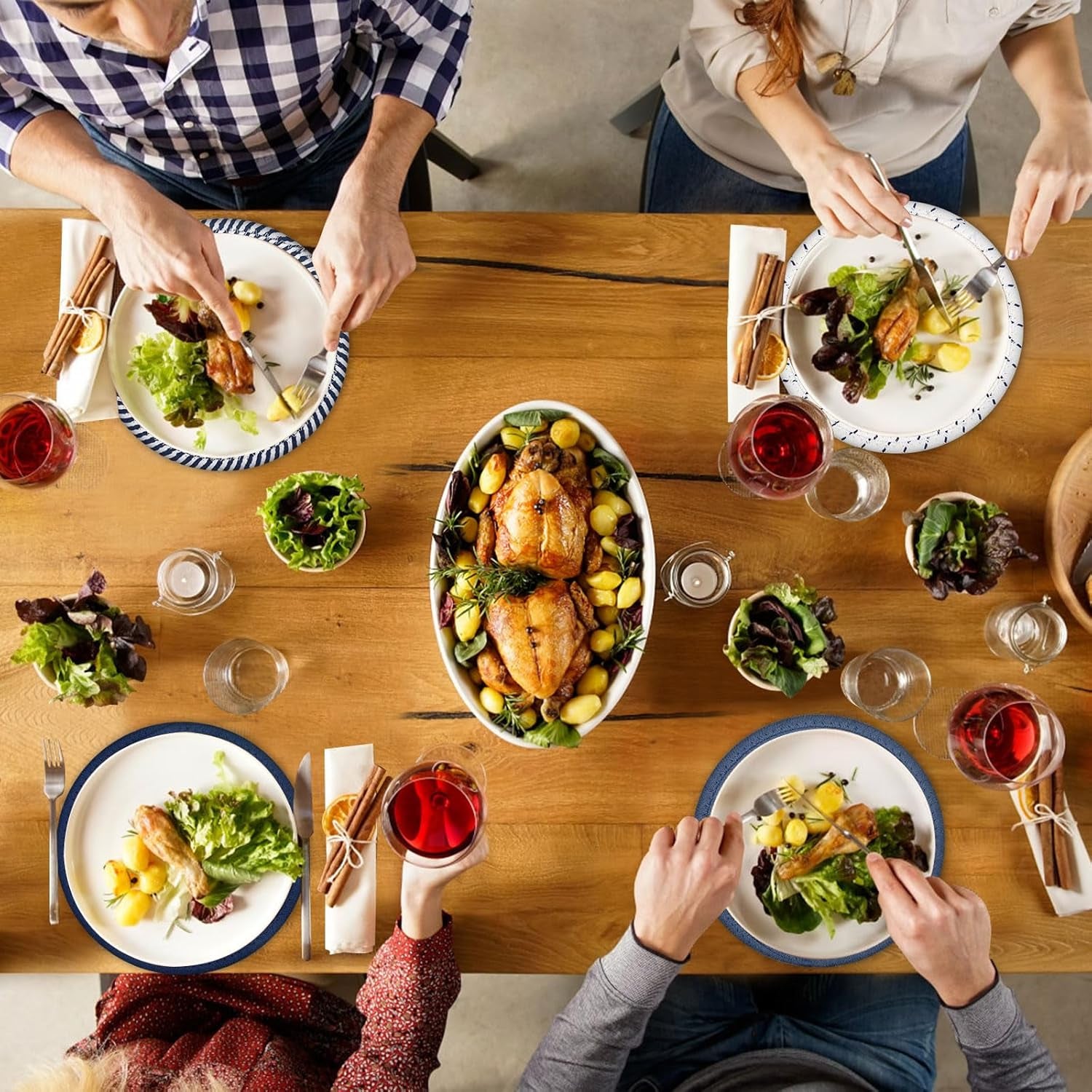 8 Inches Trivets for Hot Dishes, 4 Pieces Cotton Trivets Mats for Kitchen, Hot Pads for Countertops and Table, Heat-Resistant Pot Holders for Hot Pots and Pans(Blue, 4Pcs)