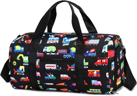 Kids Duffle Bag for Boys Girls Water Resistant Small Gym Bag Overnight Weekender Travel Tote with Shoe Compartment and Wet Pocket
