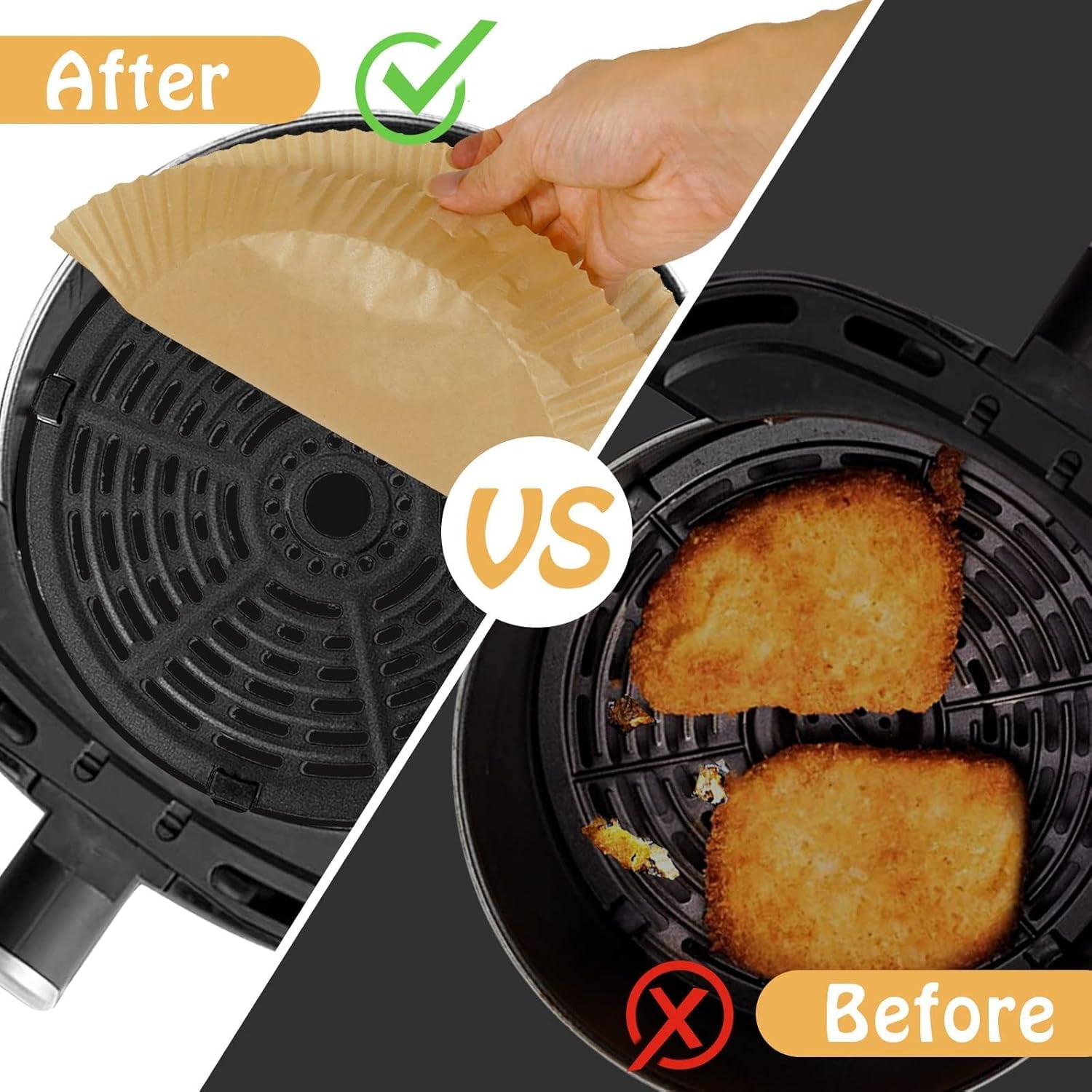 Mini Air Fryer Liners for 2Qt Air Fryer, 100 Pcs Non-Stick Air Fryer Parchment Paper Pads Air Fryer Liners Compatible with Ninja AF080 Mini, COSORI 2.1, Instant Vortex 2-QT, CHEFMAN Small