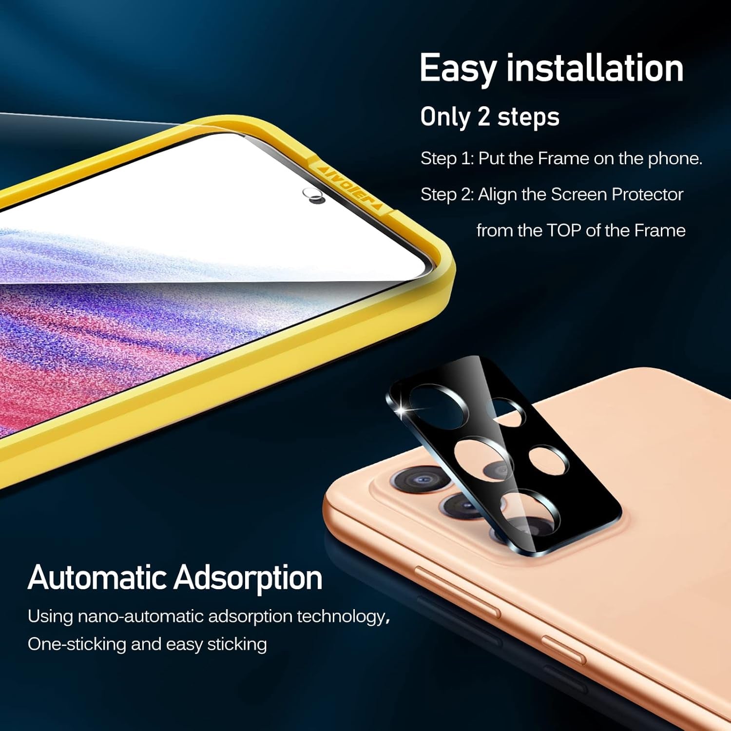 [4+2 Pack] Screen Protector for Samsung Galaxy A53 5G 6.5" 2022 [4 Pack] with [2 Pack] Camera Lens Protector Tempered Glass with [Alignment Frame] Transparent HD Clear Anti-Scratch, 6.5 Inch