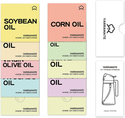 10 Color Labels for Oil Sprayer Bottles