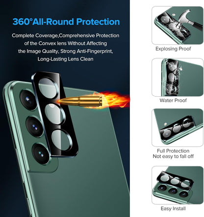 Pack of 2 Tempered Glass Compatible with Samsung Galaxy S22 5G (Not for S22 Plus), with [2 Pieces] Rear Camera Protectors and Free Installation Kit, Screen Protector Film