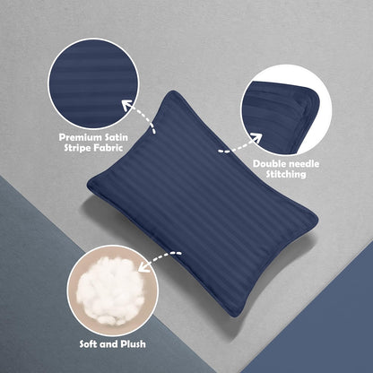 Toddler Pillow (Navy, 2 Pack), 13X18 Pillows for Sleeping, Soft and Breathable Cotton Blend Shell, Small Kids Pillow Perfect for Toddler Bed and Travel (Intended for Age 2 and Up)