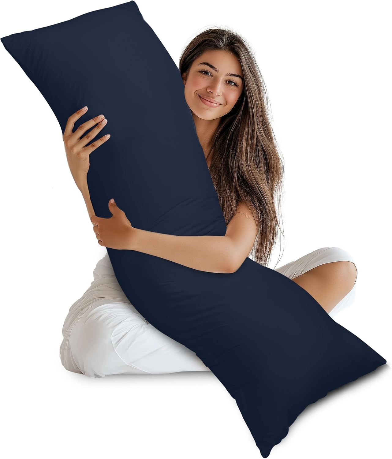 Full Body Pillow for Adults (Navy, 20 X 54 Inch), Long Pillow Insert for Sleeping, Ideal for Side Sleepers
