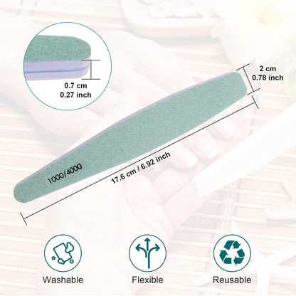 15Pcs 1000/4000 Grit Nail Files for Natural Nails, Emery Boards for Natural Files, Double-Sided Nail Buffering Manicure Pedicure Nail Supplies Tools for Toenail Fingernail for Home & Salon
