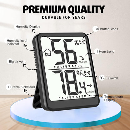 Room Thermometer Small Hygrometer Indoor Humidity Monitor Sensor, Digital Temperature and Humidity Meter Gauge for Home, Baby Nursery, Reptile, Greenhouse - Battery Included