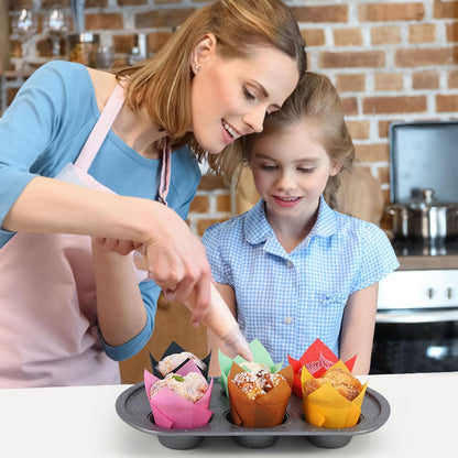 Standard Tulip Cupcake Liners - 120 Count Greaseproof Muffin Baking Cups for Weddings, Birthdays, Baby Showers, Festivals, and Christmas (Natural/White/Brown)