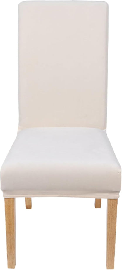 Velvet Stretch Chair Covers for Dining Room Set of 2, Soft Fit Removable Washable Kitchen Parsons Chair Slipcover Protector, Cream