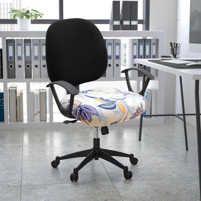 Printed Office Computer Chair Seat Covers, Stretch Fit Universal Desk Rotating Chair Cover Washable Removable Seat Cushion Protectors - Beige