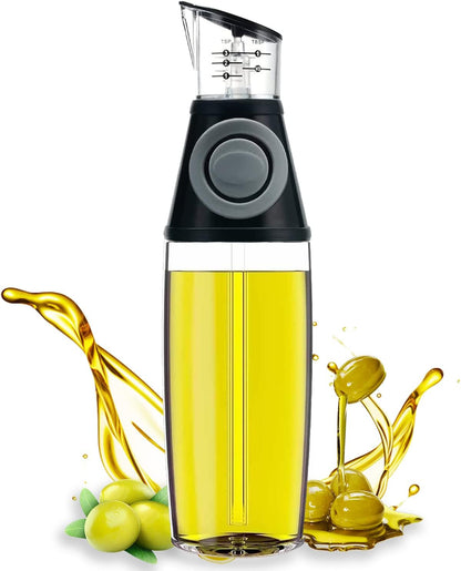 Oil Dispenser Bottle, 17Oz Olive Oil Dispenser Oil Sprayer, Clear Glass Refillable Oil and Vinegar Dispenser Bottle with Measuring Scale Pump for Kitchen, Cooking, Salads, Baking Frying
