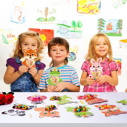 36Set Valentines Day Cards with Candy Dome Holders, Cute Animal Valentines Candy Holder Cards for Kids, Funny Valentines Exchange Greeting Cards DIY Gift Box School Classroom Crafts Prize Party Favors