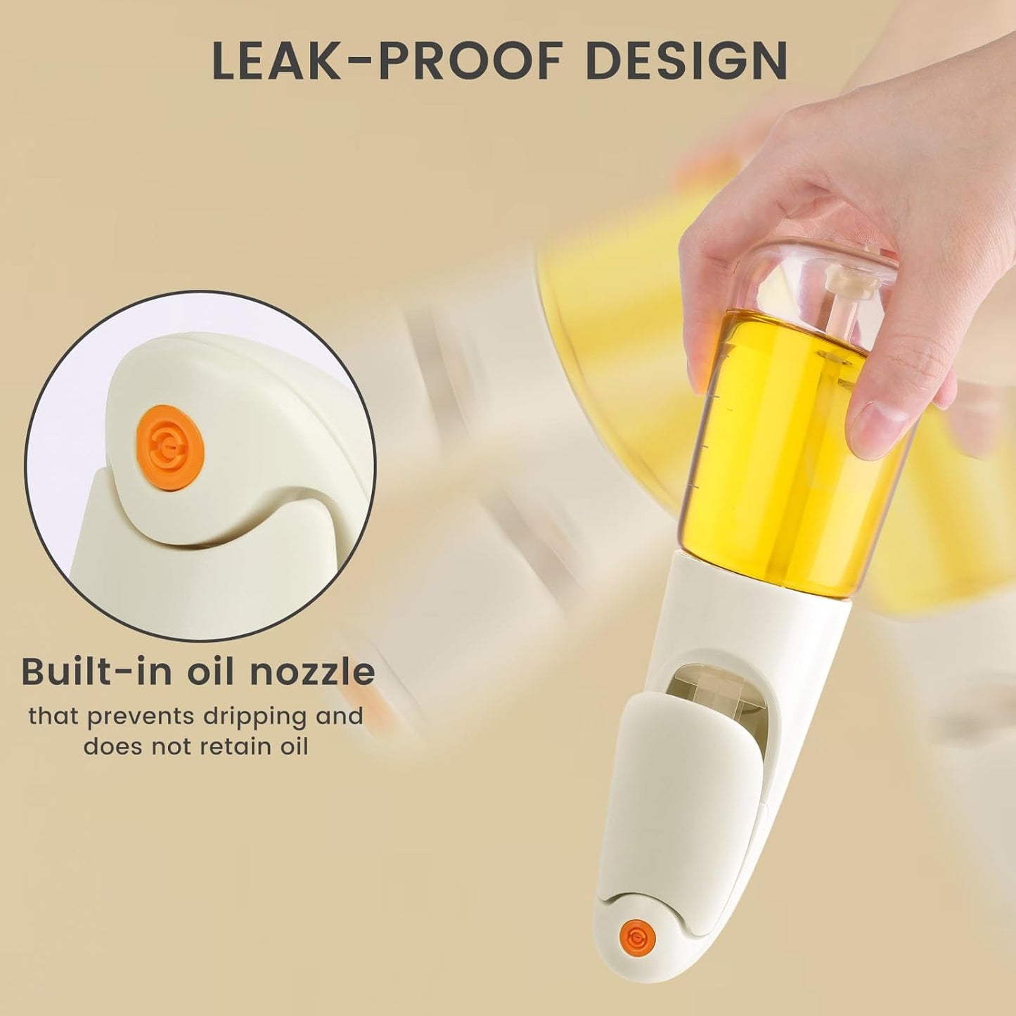 Oil Sprayer for Cooking, Atomization Olive Oil Dispenser Bottle for Cooking,Glass Olive Oil Sprayer, Patented Product,Continuous Spray with Portion Control, for Kitchen, Air Fryer, Salad, BBQ - White