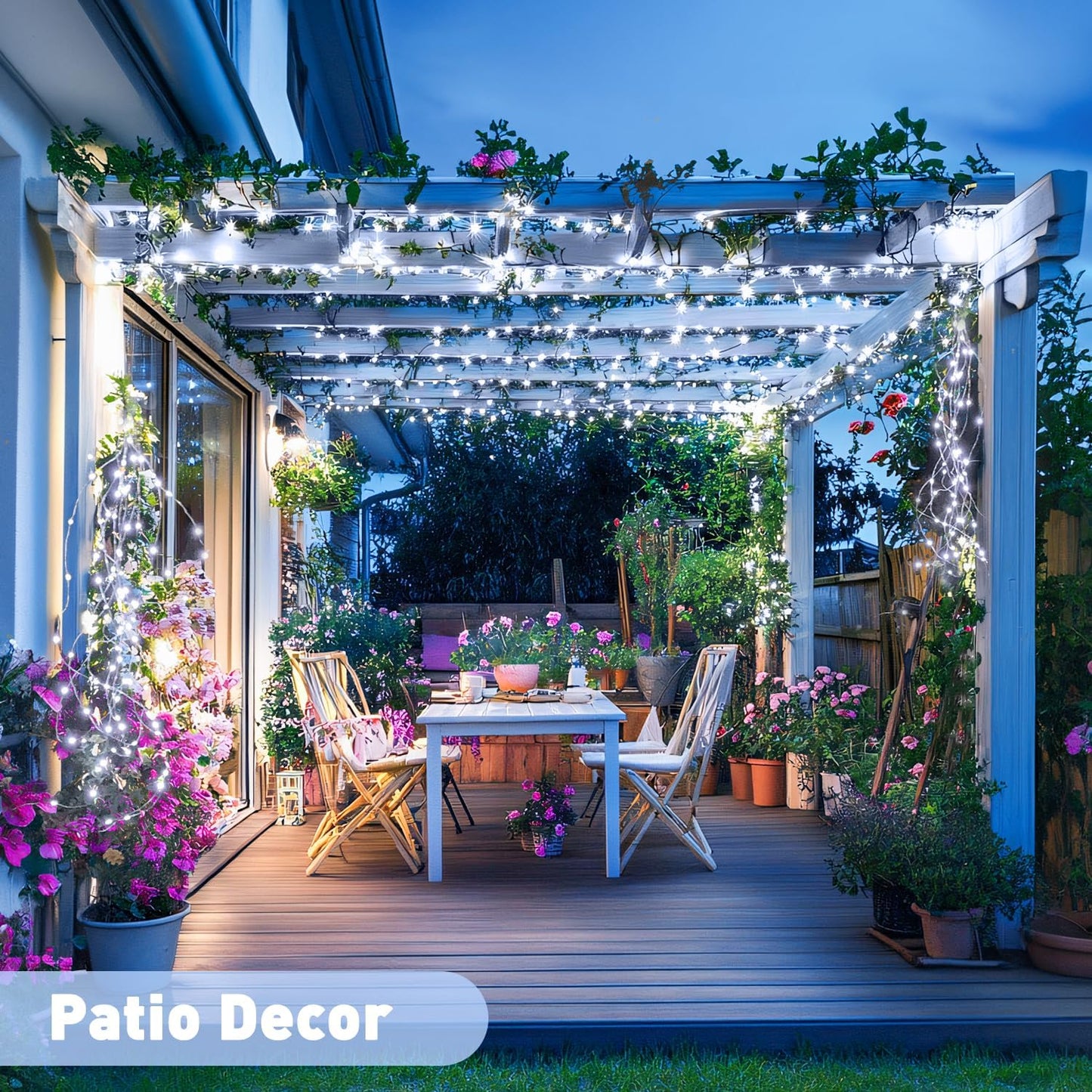 2 Pack Solar String Lights Outdoor Waterproof, Each 33FT 100 LED Solar Lights Outdoor, 8 Modes White Fairy Light for outside Yard Tree Patio Garden Wedding Christmas Decorations